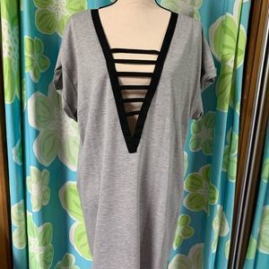 Caged Plunge Tunic Shirt dress